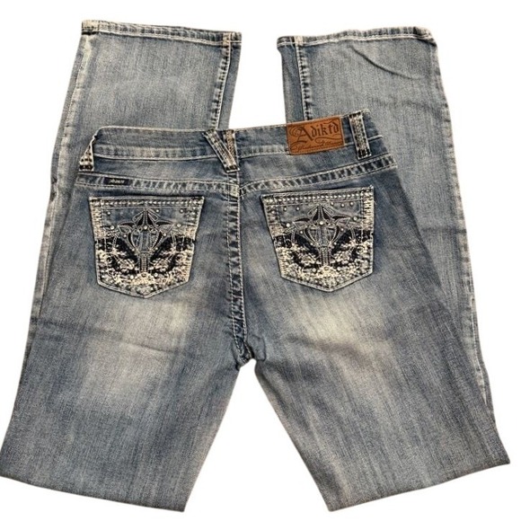 Adiktd Bootcut Jeans Embellished Pockets Low Rise Y2K Denim 32x33 - Picture 2 of 10